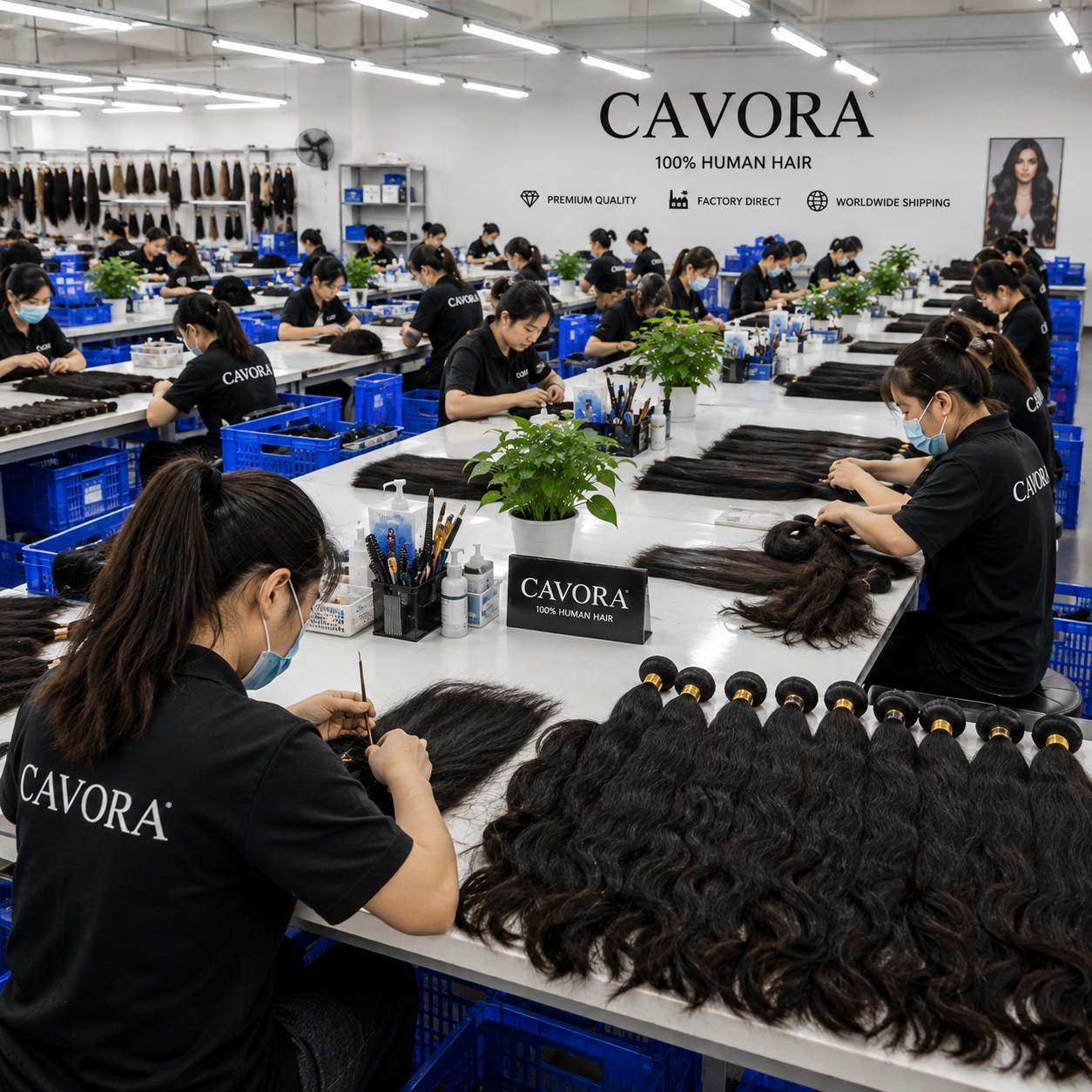 CAVORA Natural Black 16 Inch Kinky Curly Human Hair Bundles texture detail