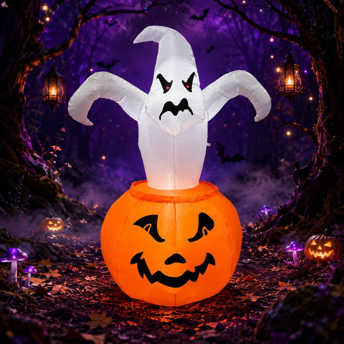 1.8m Halloween inflatable ghost pumpkin light-up yard decoration