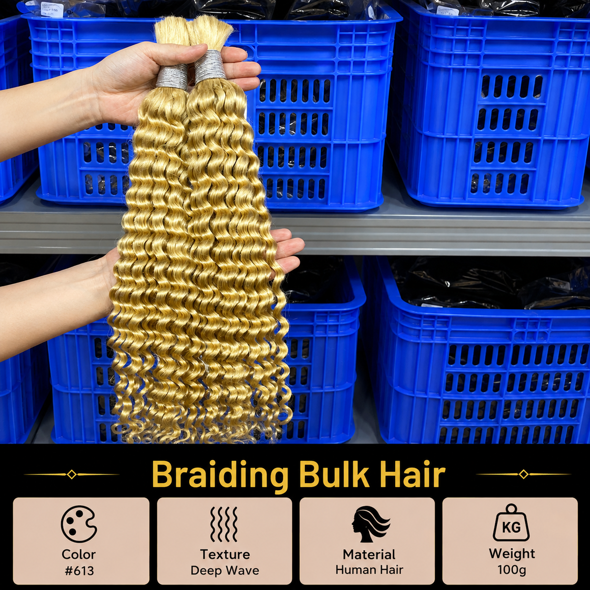 #613 Double Drawn Braiding Bulk Human Hair