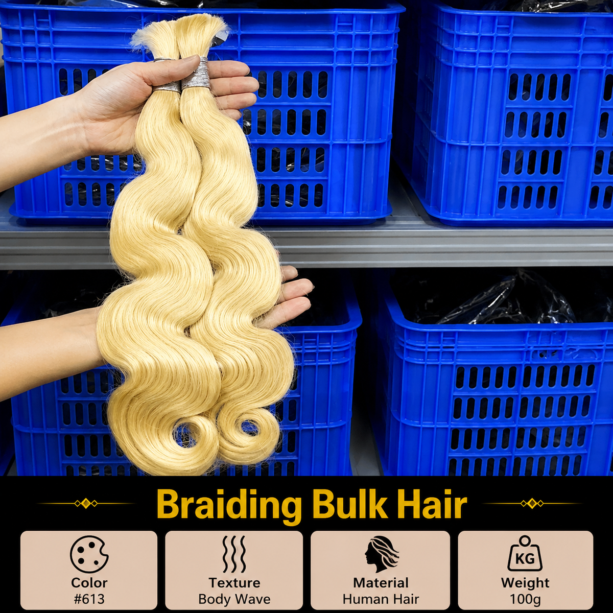 Braiding bulk hair body wave 613 color