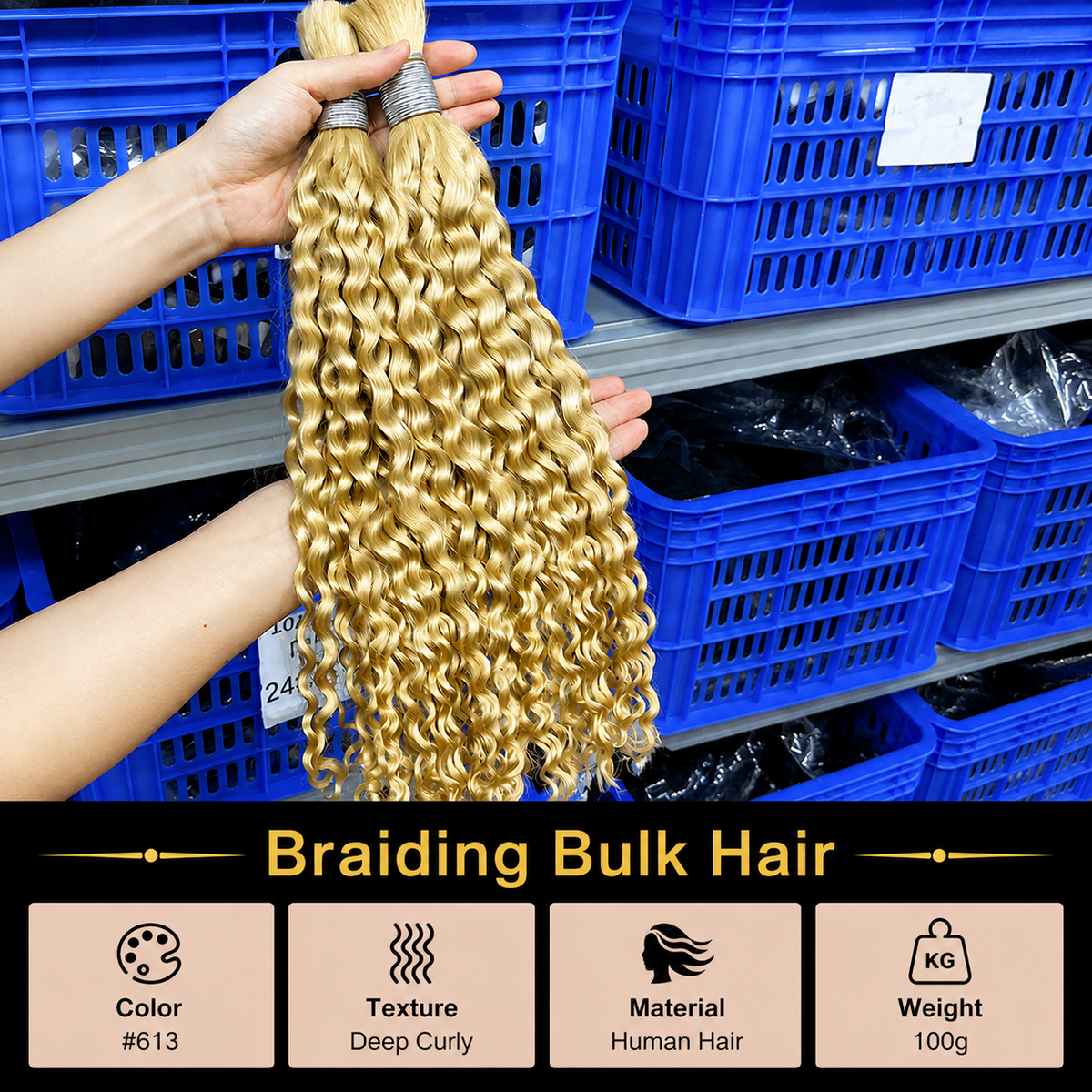 Braiding bulk hair deep curly 613 color