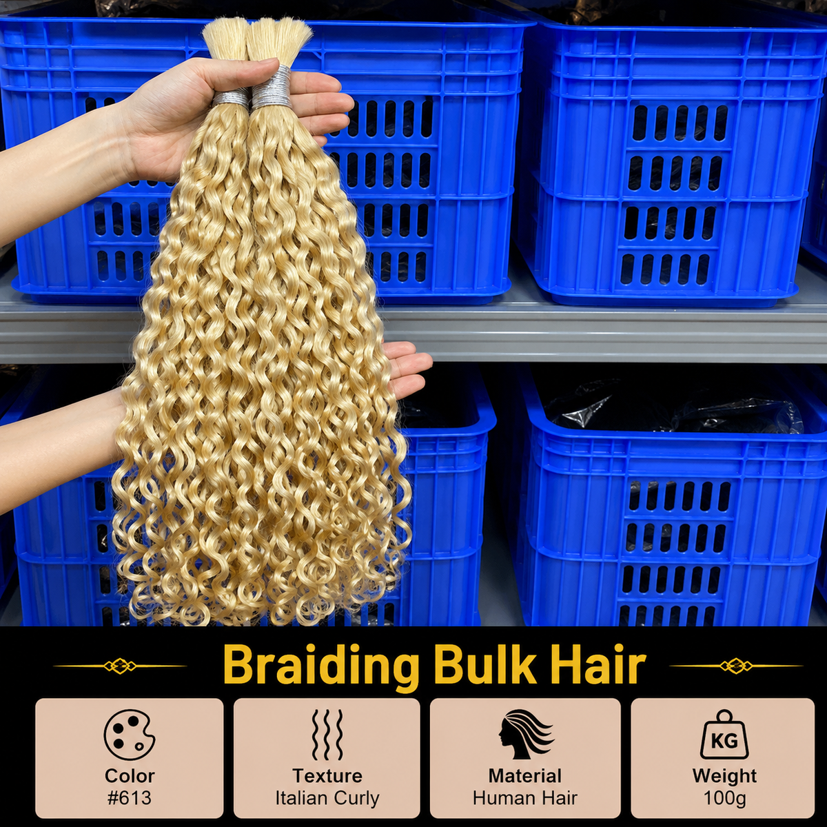 Braiding bulk hair italian curly 100gram
