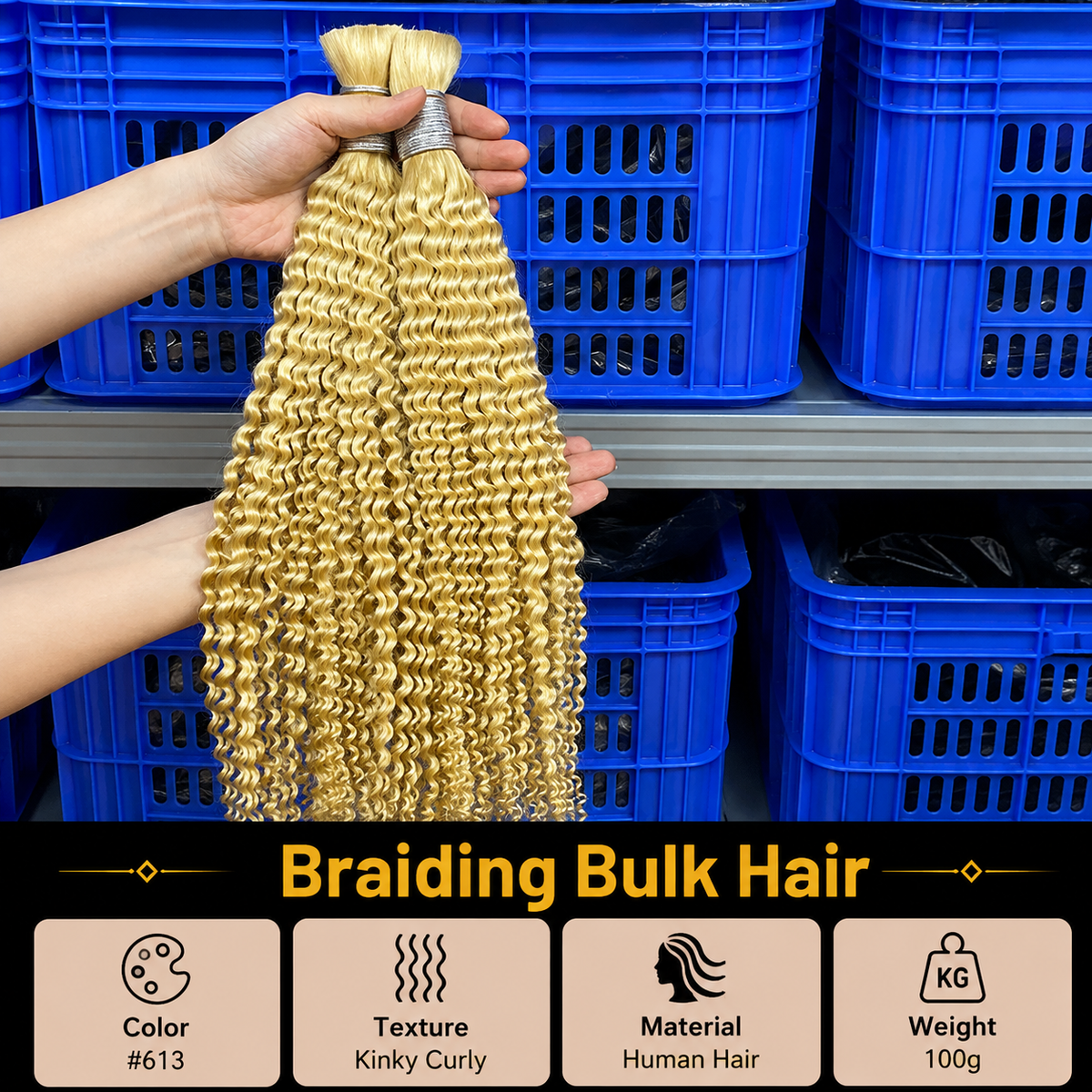 kinky curly Braiding bulk hair 100gram