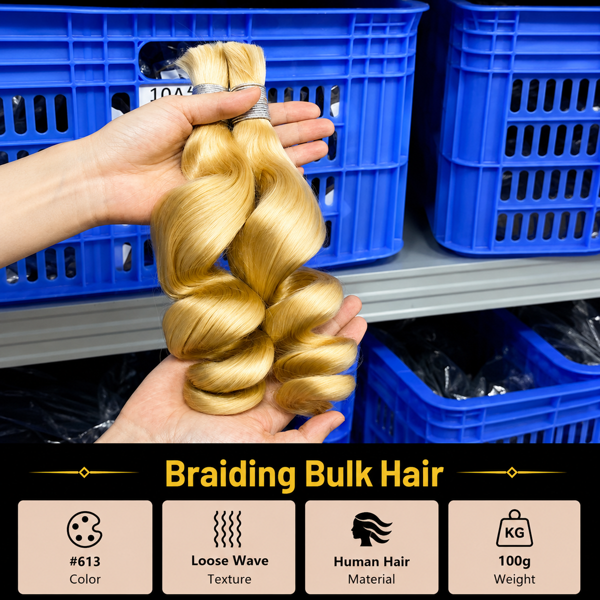 Braiding bulk hair loose wave 613 color