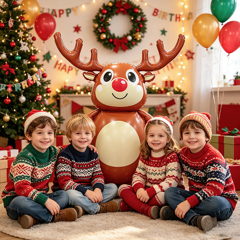 Christmas reindeer inflatable ring toss game for family and party activities