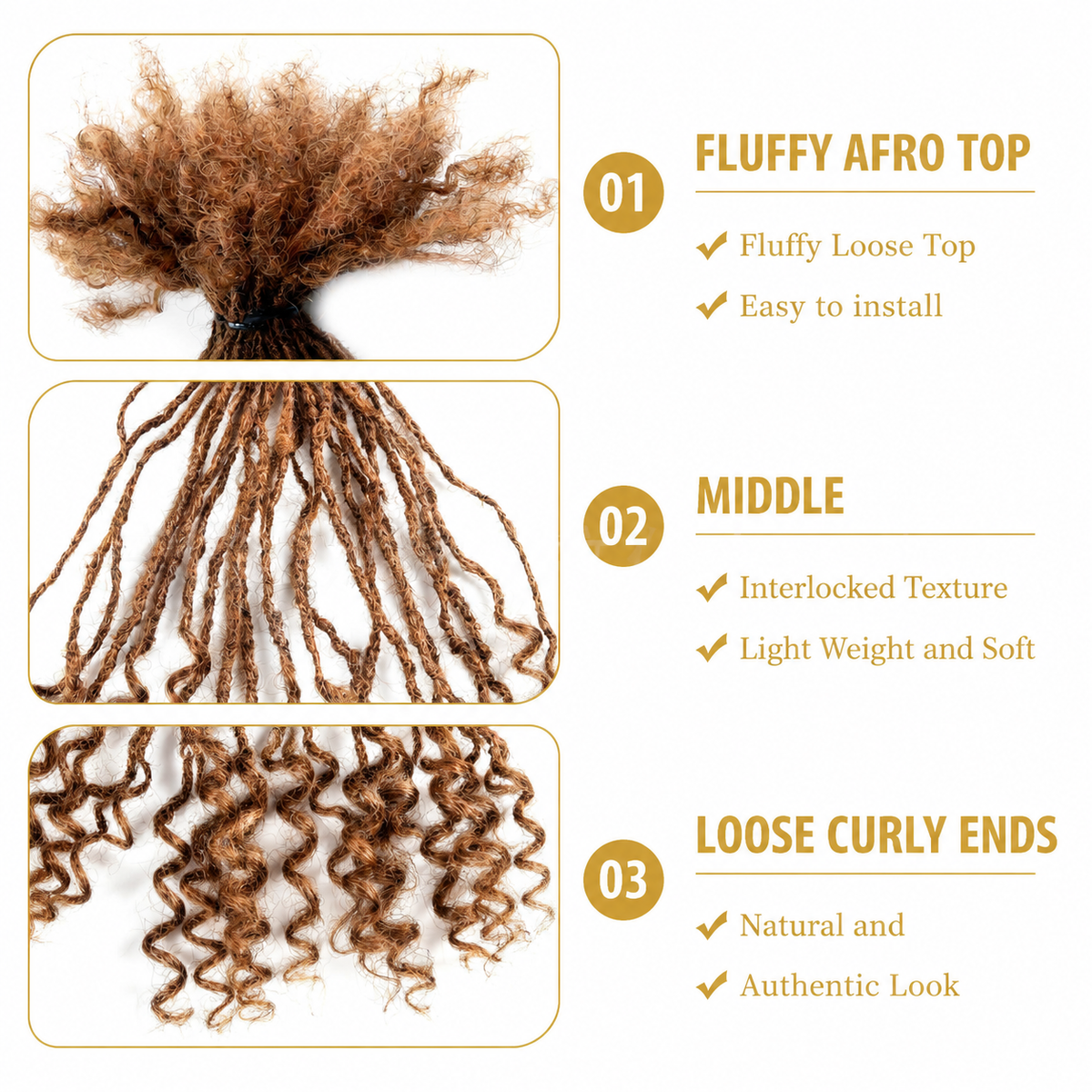 Curly ends detail on human hair Interloc extensions