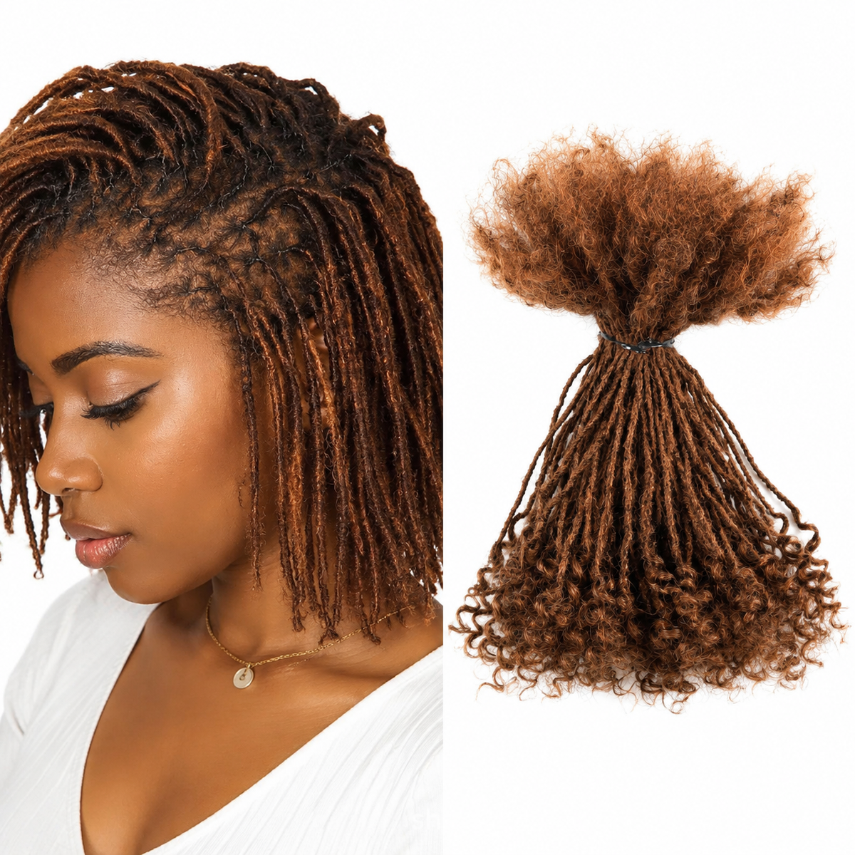 Human hair Interlocs with curly ends loc extensions