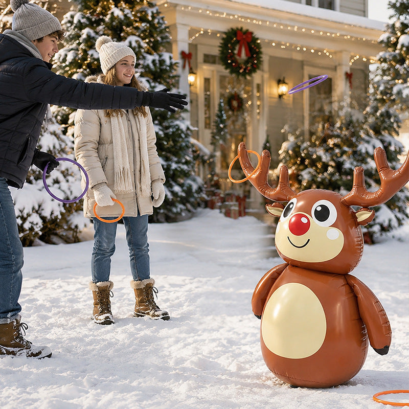 Inflatable Christmas reindeer decoration for indoor and outdoor holiday use