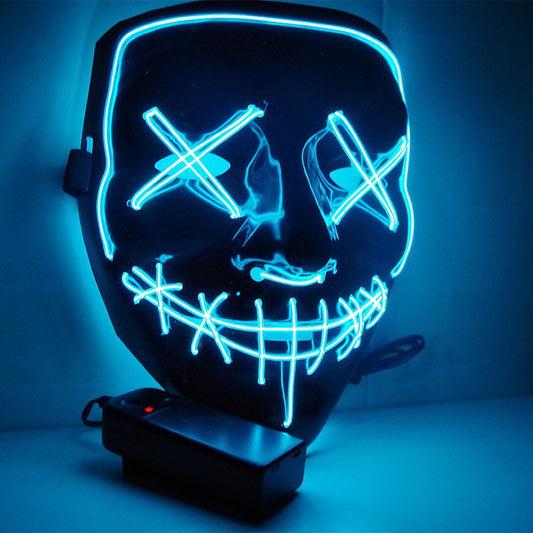 Blue LED glowing V mask for Halloween parties