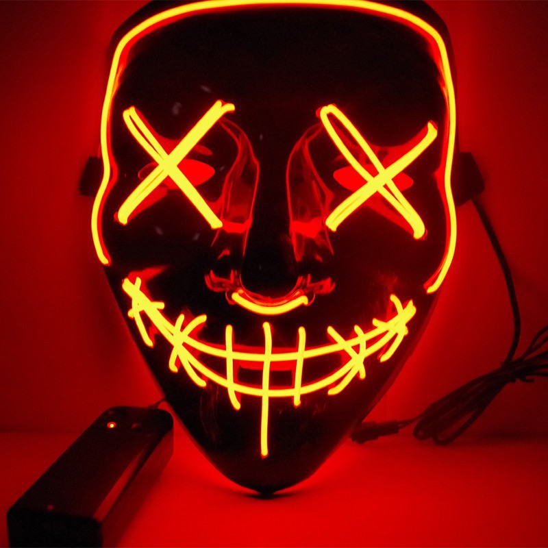 Orange LED glowing V mask for Halloween party costumes