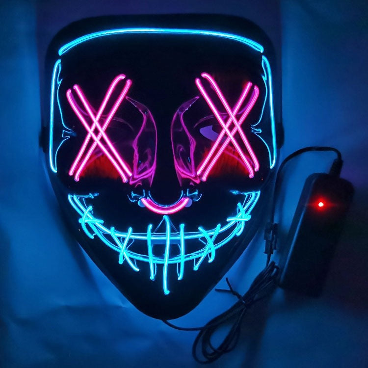 PINK AND BLUE LED glowing V mask for Halloween parties