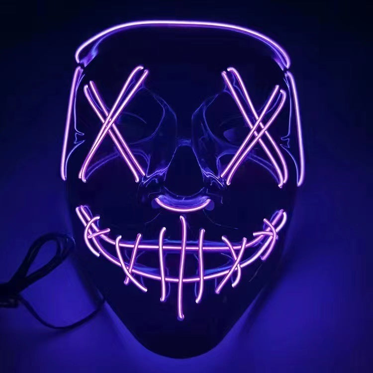 Purple LED glowing V mask for Halloween costumes