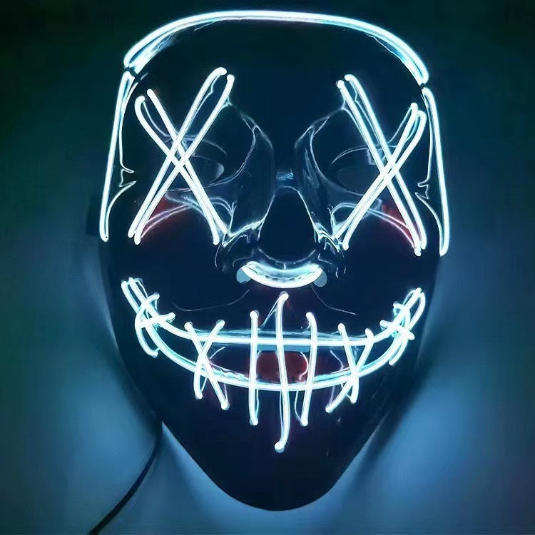 White LED glowing V mask for Halloween parties