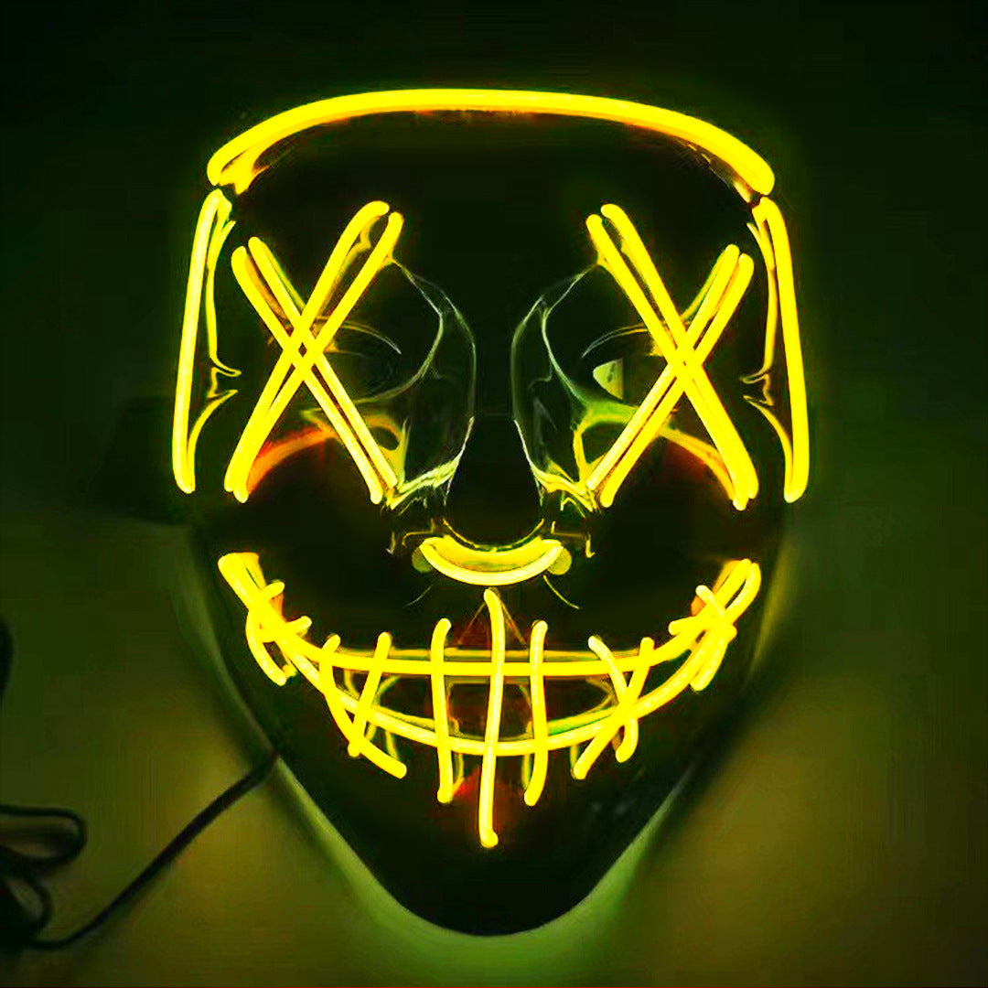 Yellow LED glowing V mask for Halloween parties