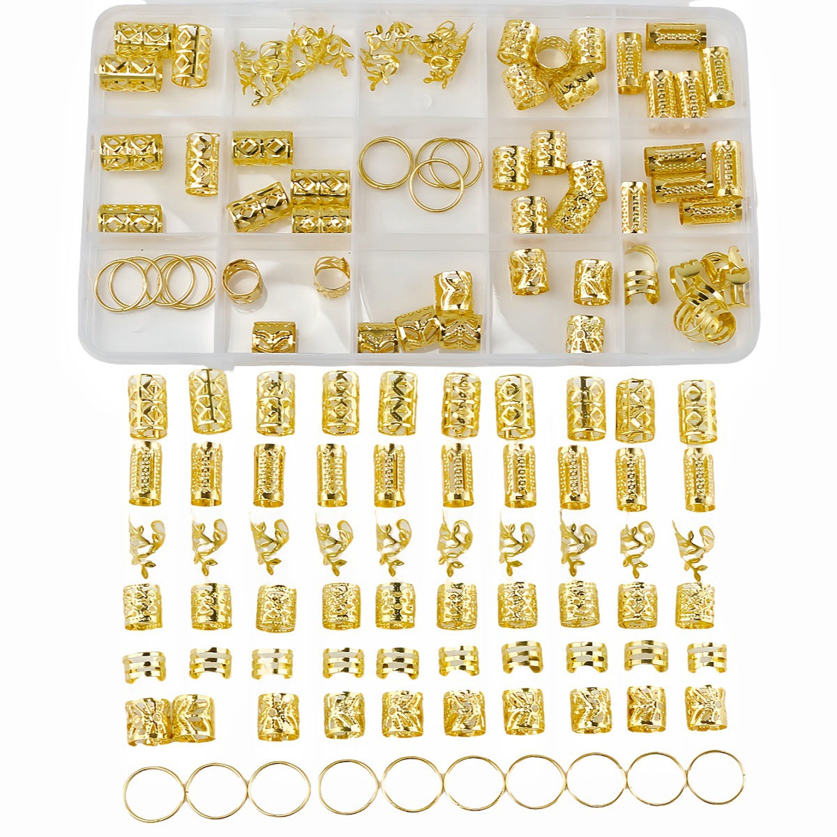 cavora Metal Loc Cuffs & Rings - 70pc Loc Jewelry Style 04