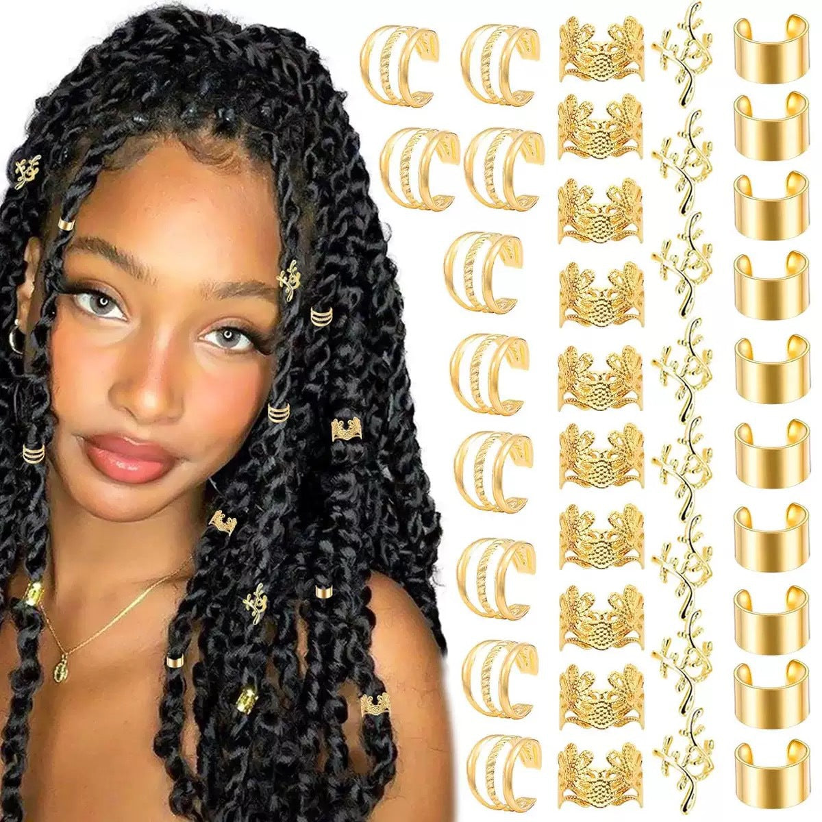 cavora Metal Loc Cuffs & Rings - 40pc Mixed Jewelry Set 05