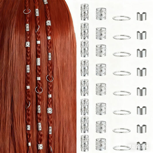 cavora Metal Loc Cuffs & Rings - 40pc Loc Jewelry Style 01