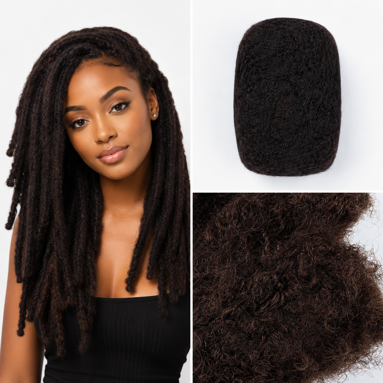 4B Afro Kinky Bulk Human Hair product texture and color