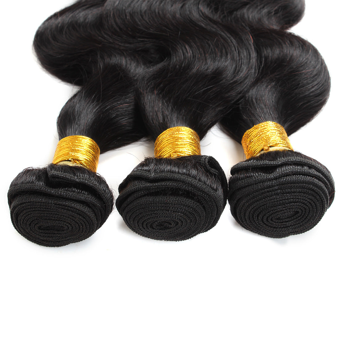 Close-up of body wave human hair weft texture