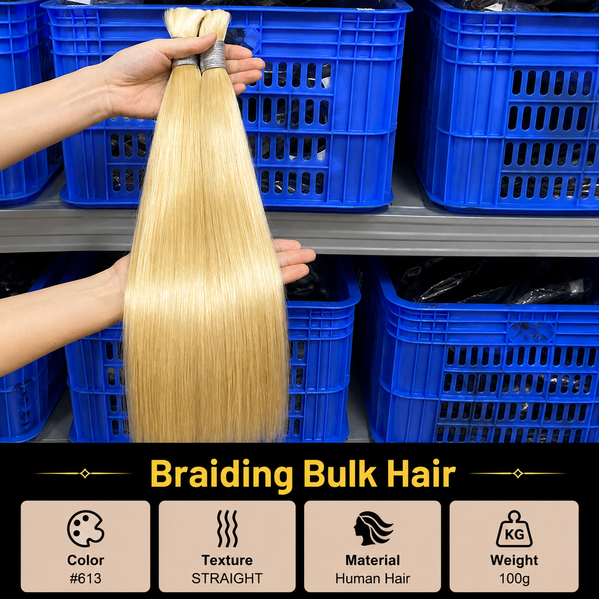 Braiding bulk hair bone straight 100g