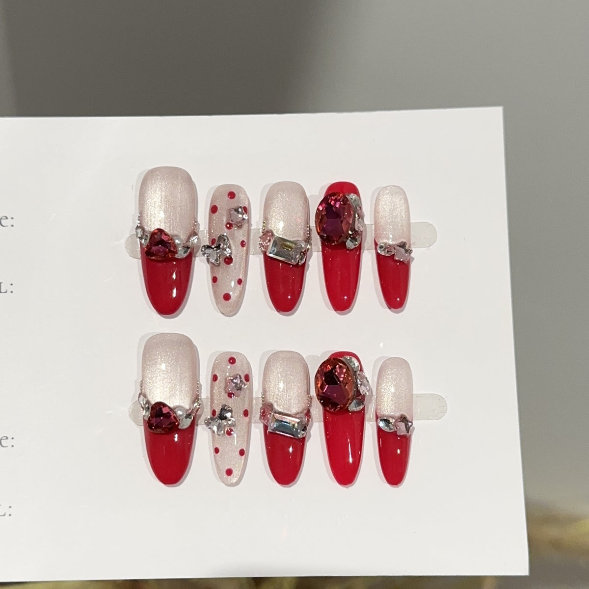 cavora Press-On Nails – Everyday Cat Eye Crystal & Glam Styles – Hot Pink Crystal reusable false nails