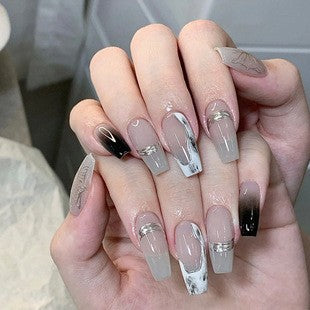 cavora Press-On Nails – Everyday Cat Eye Crystal & Glam Styles – Mirror Butterfly reusable false nails