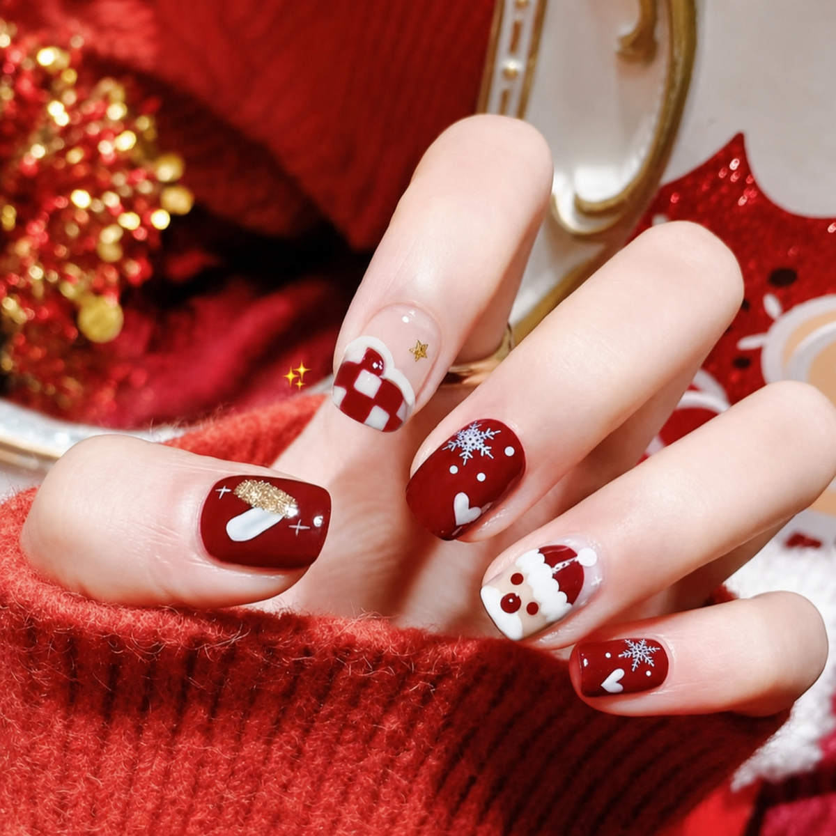 cavora Back to School Press-On Nails – Cute Trendy Styles – Checkerboard reusable false nails