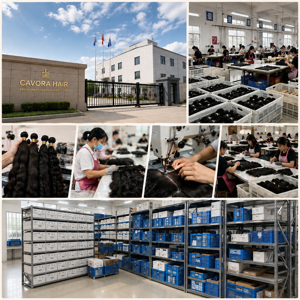 CAVORA human hair factory production team and workshop