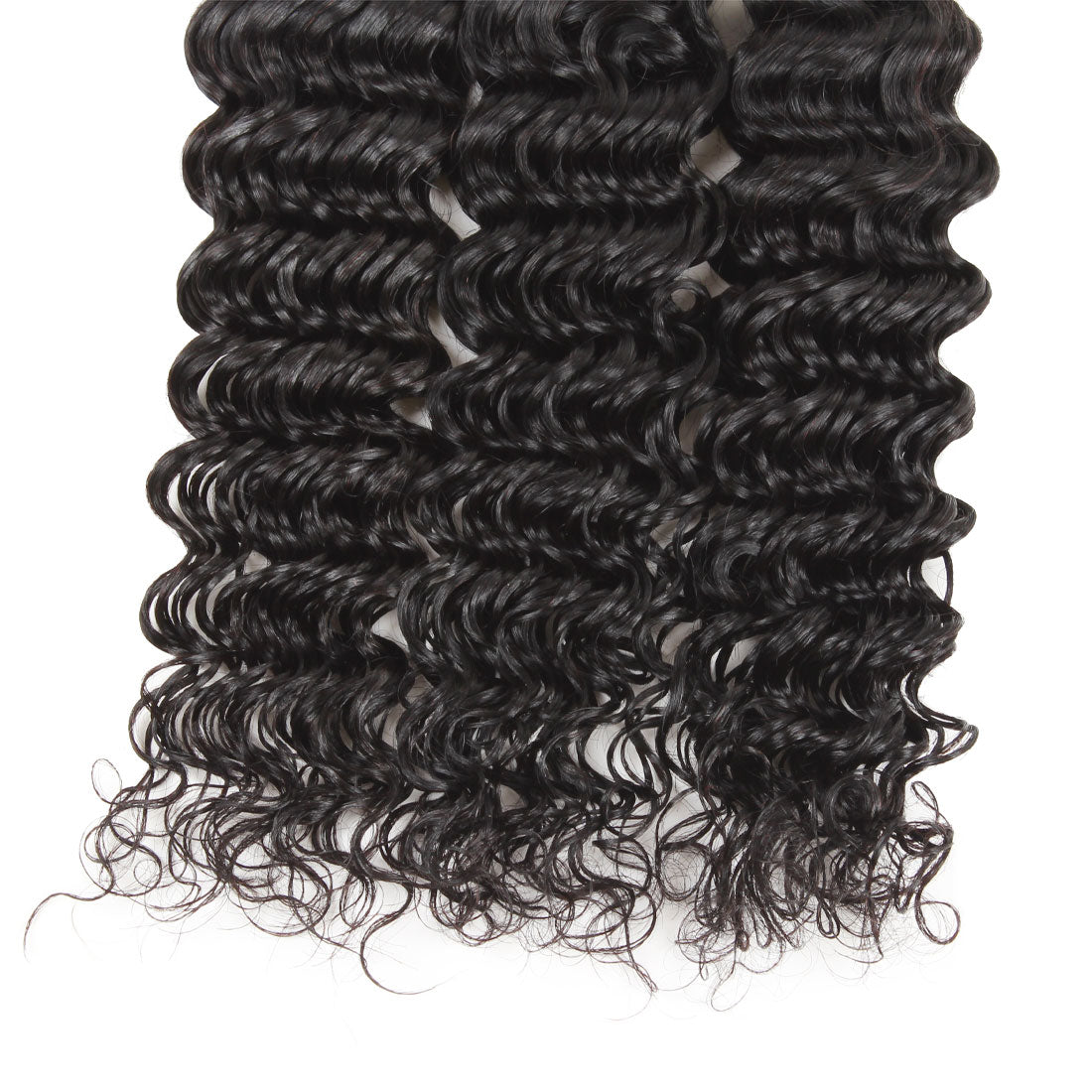 Deep wave human hair weft bundles