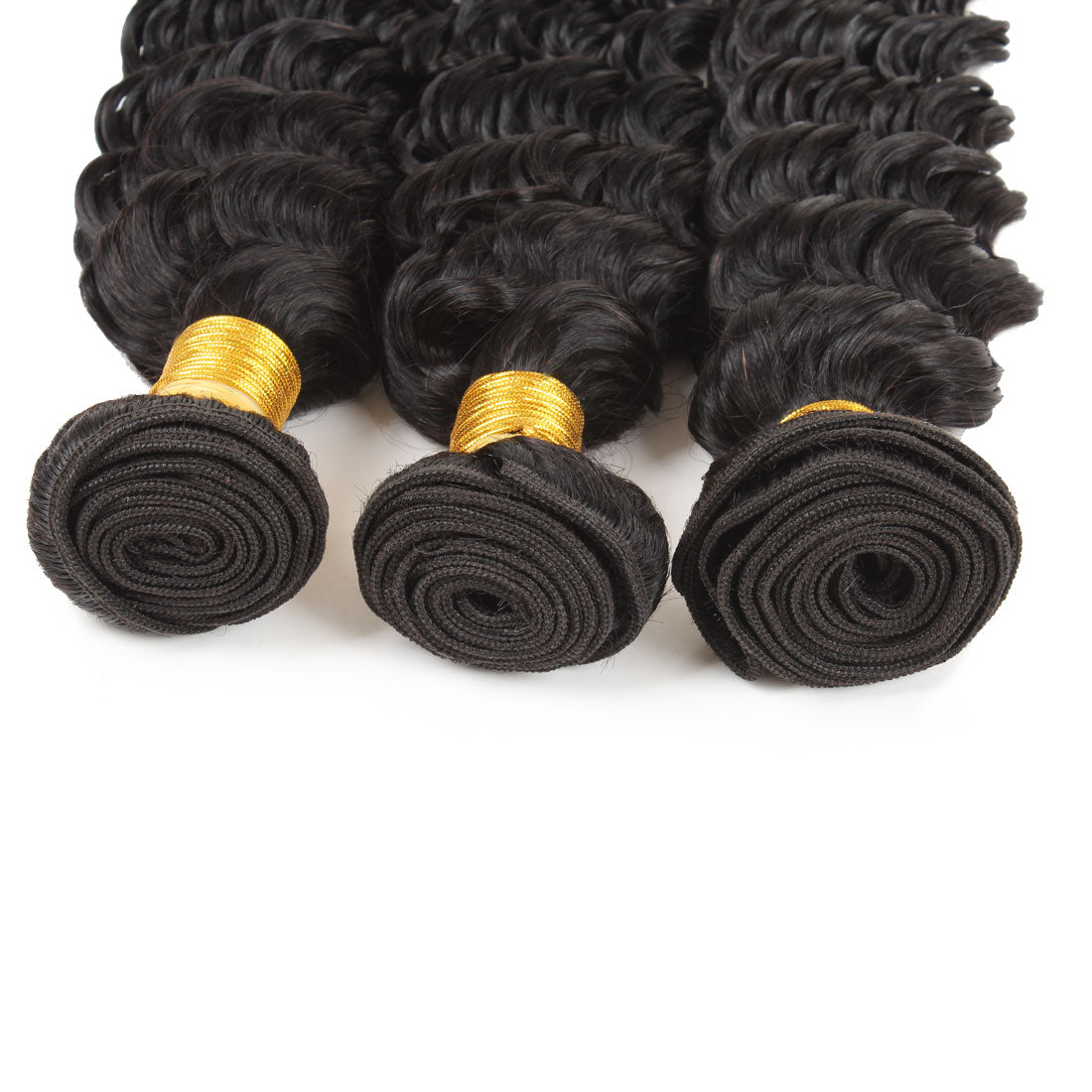 Close-up of deep wave human hair weft texture