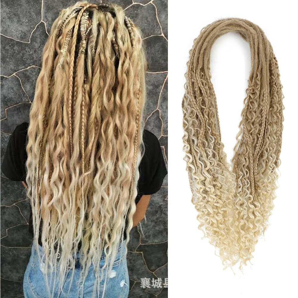 Double-ended curly three-strand braids hair extensions