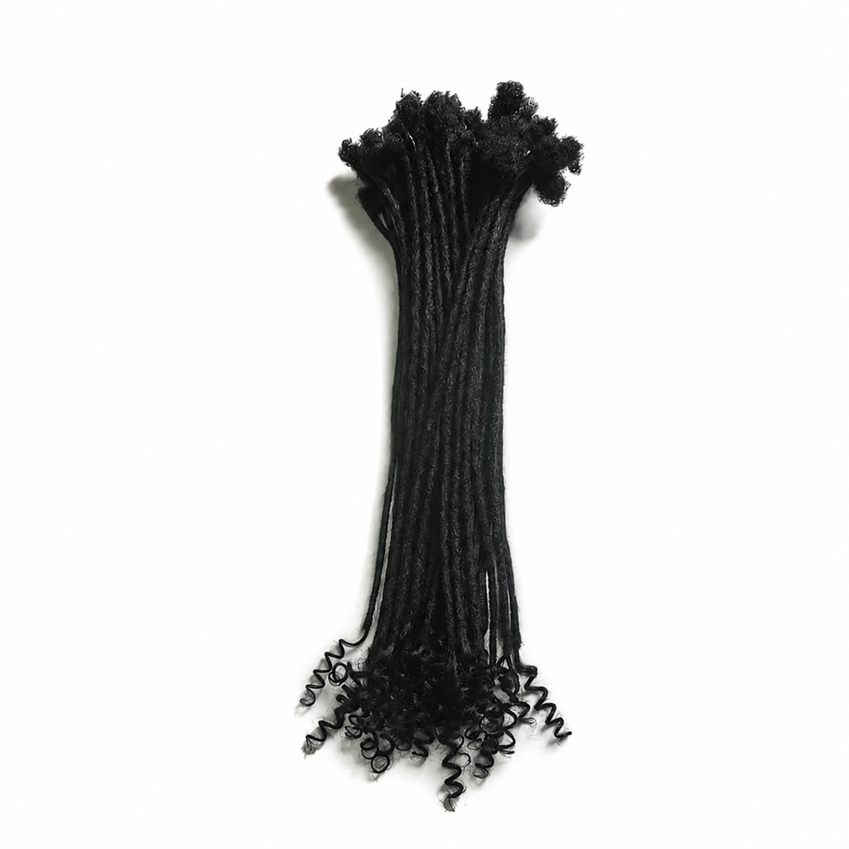 Human hair loc extensions with curly ends