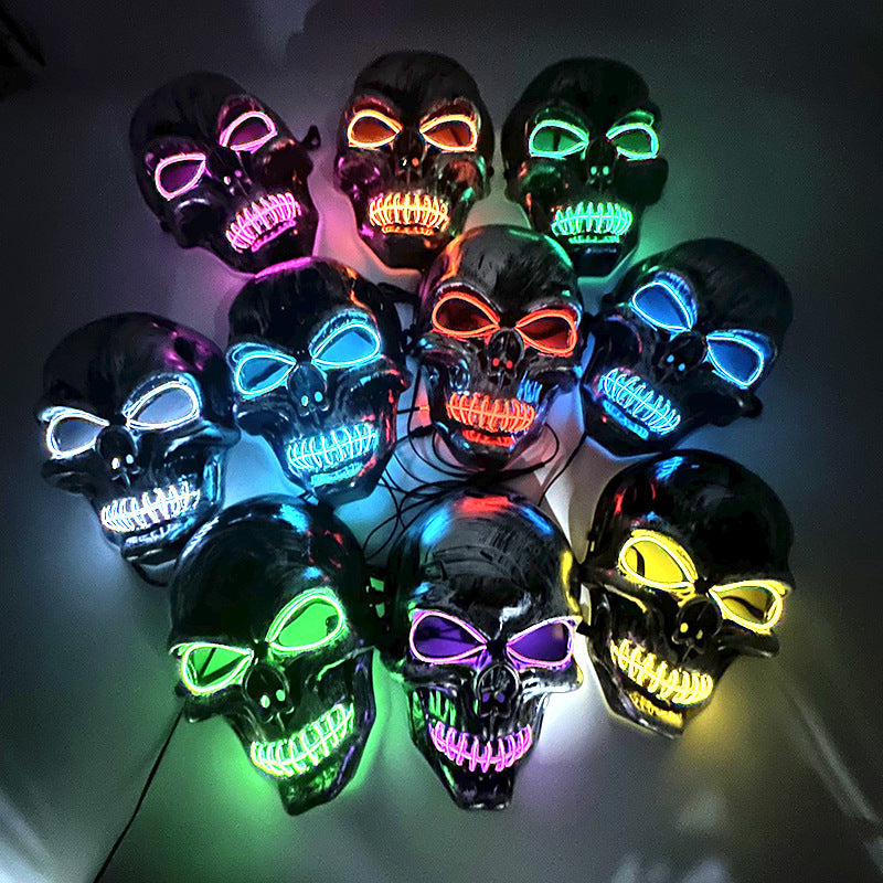 Halloween LED scream mask with glowing skull face