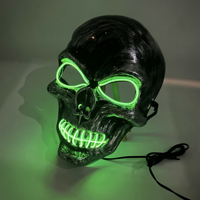 Halloween skull mask with glowing ghost face