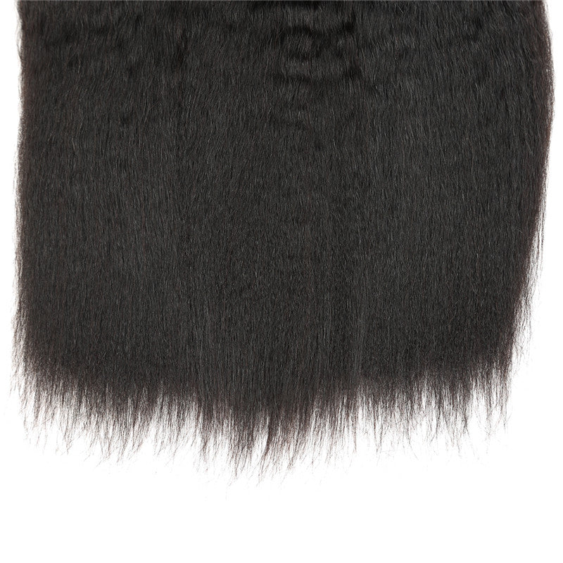 Kinky straight hair bundles with natural textured pattern