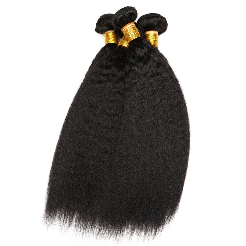 Kinky straight human hair bundles