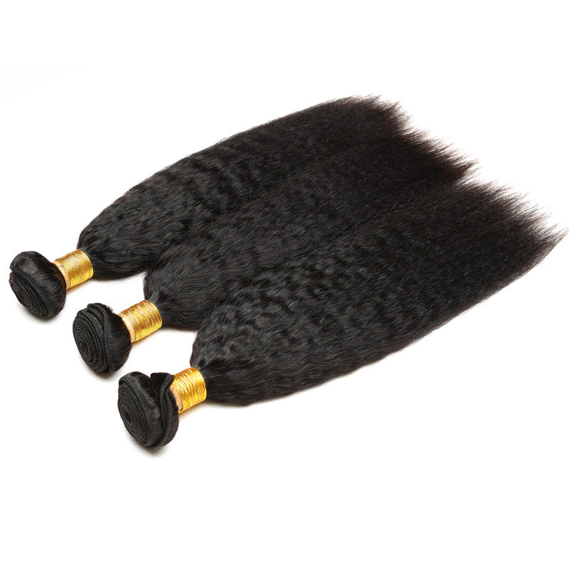 Kinky straight human hair weft for extensions