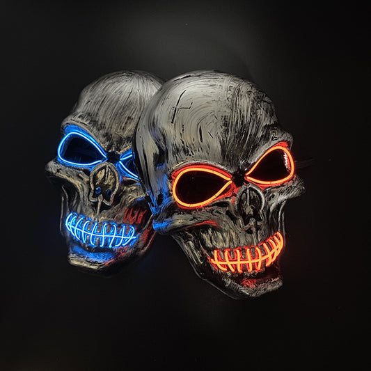 LED light-up skull mask with stitched mouth for Halloween