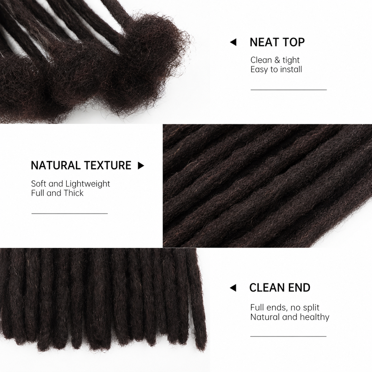 CAVORA Salt & Pepper Human Hair Loc Extensions – 10 PCS - locs details