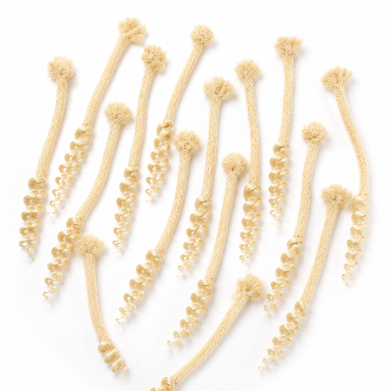 CAVORA 613 Blonde Human Hair Loc Extensions – 10 PCS - locs with curly ends 613 color