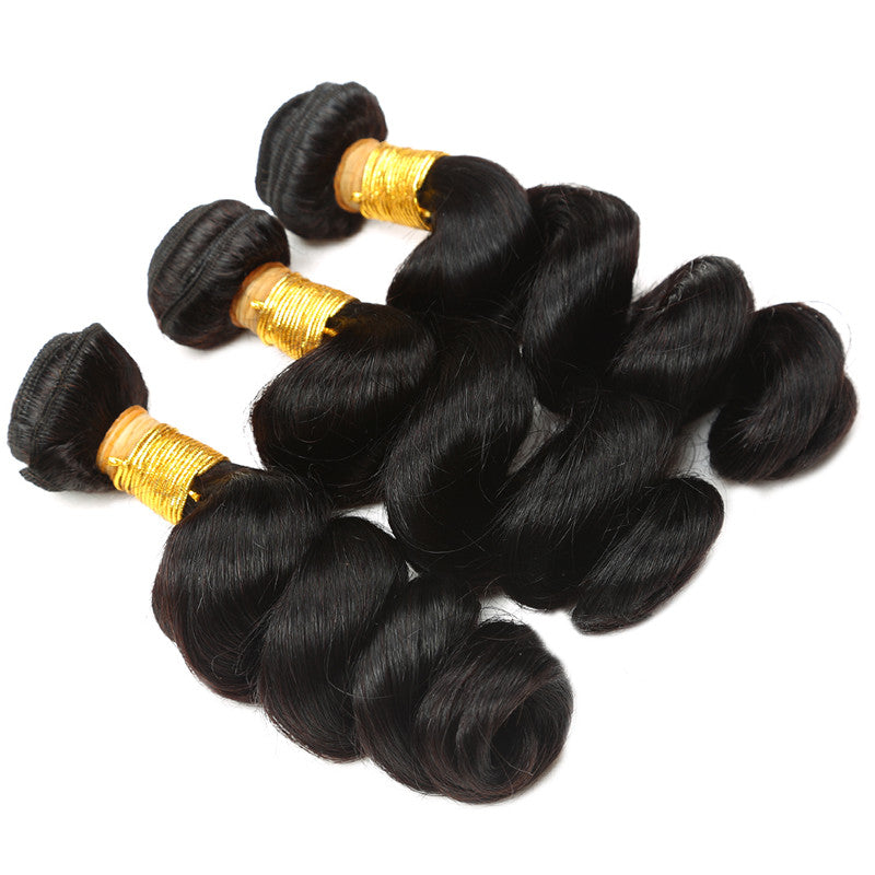 Close-up of loose wave human hair weft texture