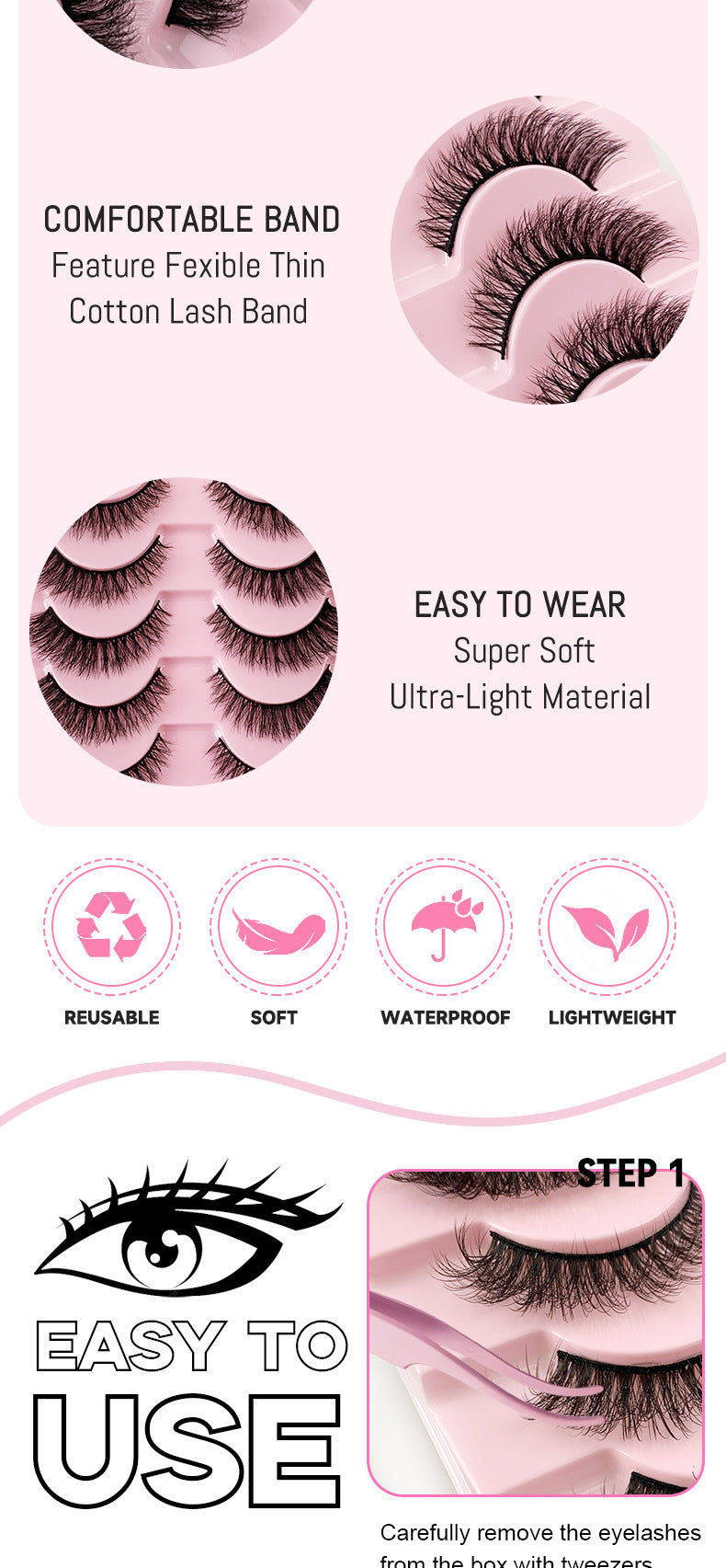 Professional false eyelashes for stage makeup