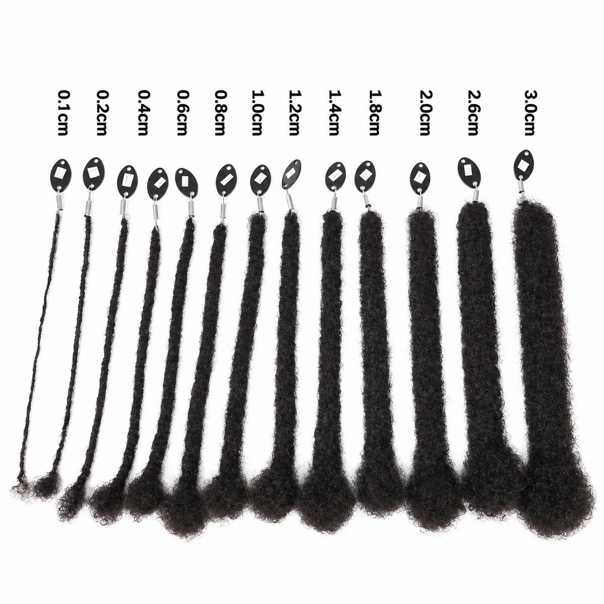 Regular dreads thickness comparison from thin to thick human hair loc extensions