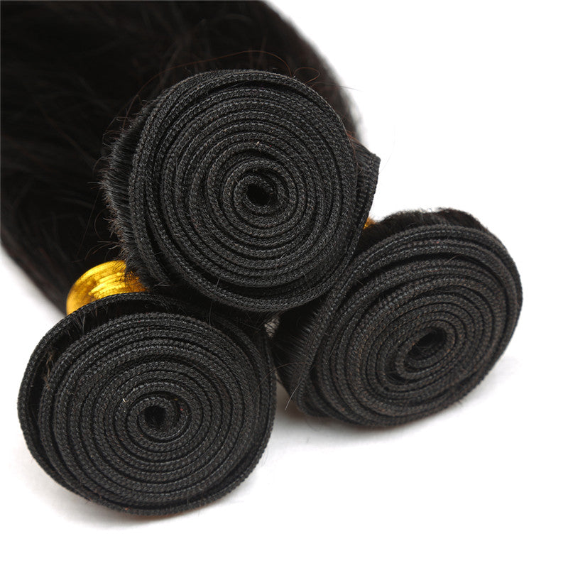 Close-up of straight human hair weft texture