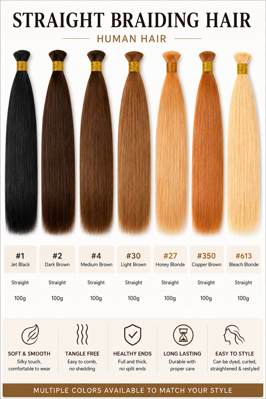 straight braiding hair color list 100gram