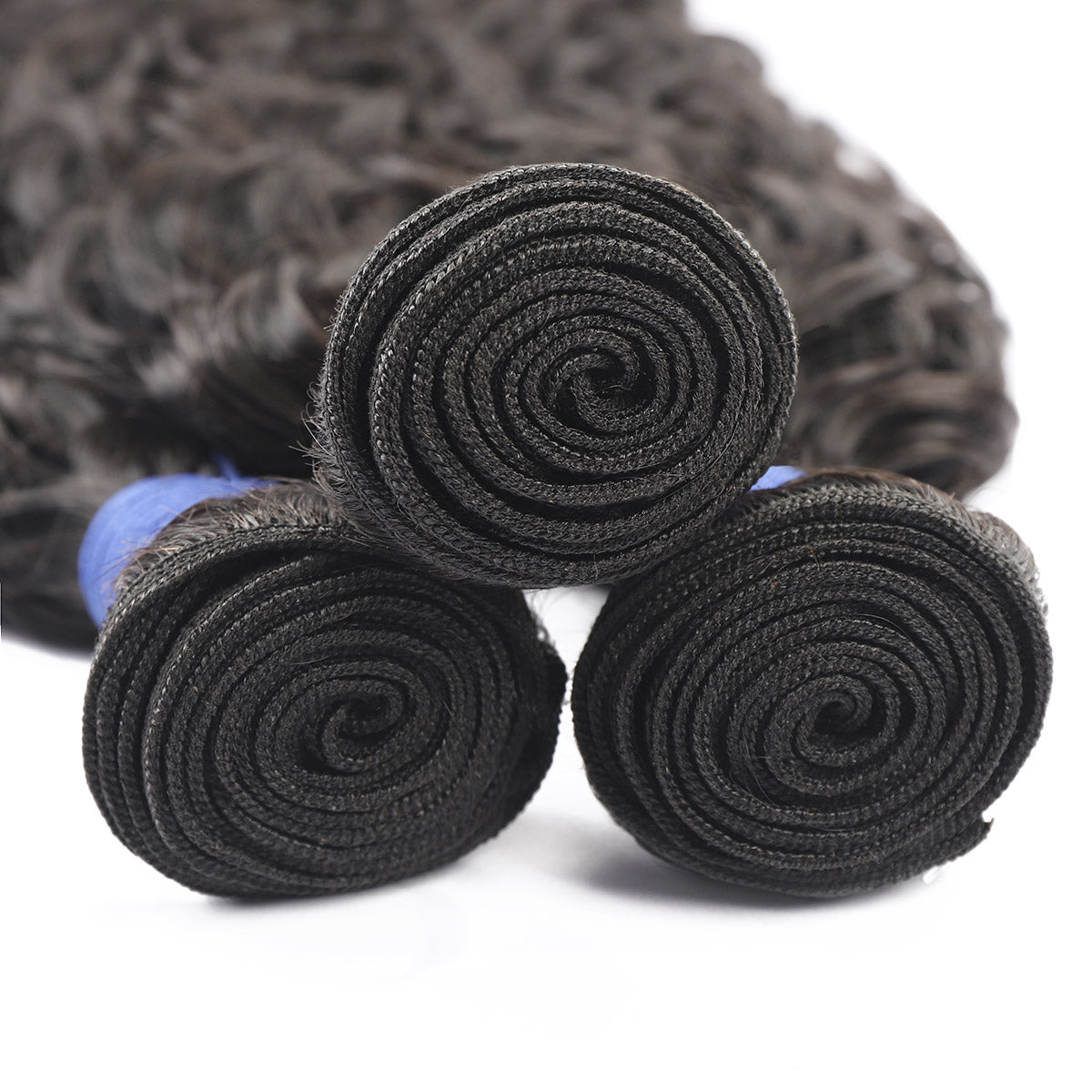 Close-up of water wave human hair weft texture