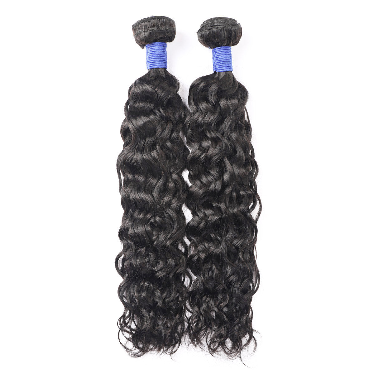 Water wave human hair bundles with defined waves